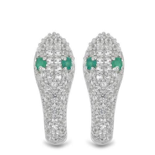 BUY 925 SILVER WITH EMERALD GEMSTONE ANIMAL EARRING